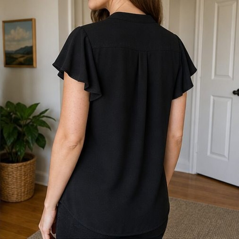 Black Button Blouse - Picture 3 of 6